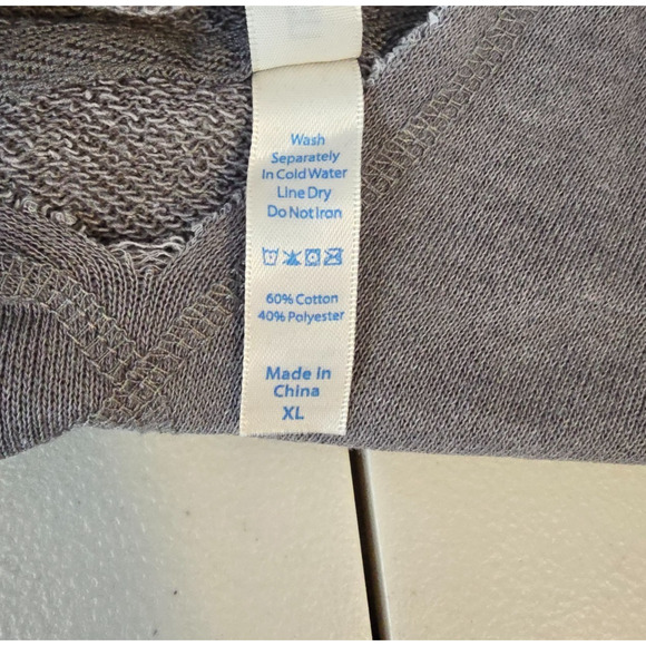 U.S. Apparel Hooded Sweatshirt Women's XL Gray V-Neck Raw Hem Long Sleeve NWT - Picture 5 of 15